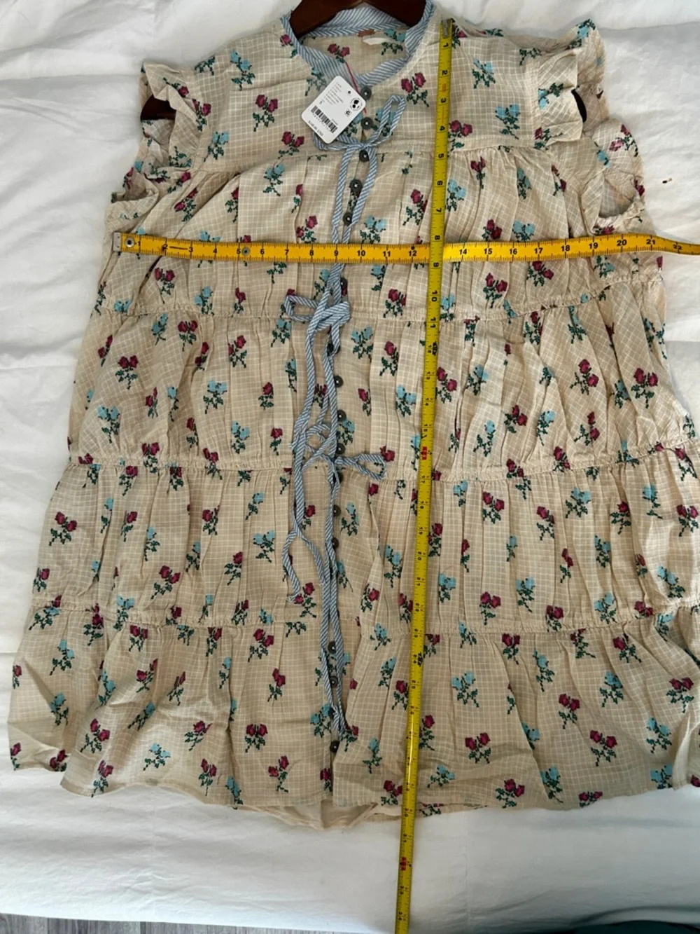 Free people, cream, floral, print, tunic dress small